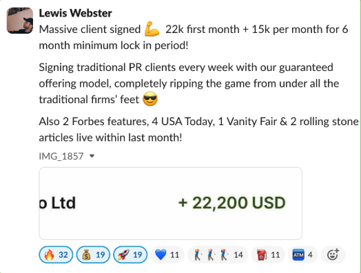 Lewis Webster $22,200 USD client signing screenshot