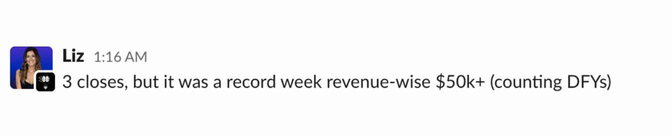 Liz $50K in 1 week screenshot