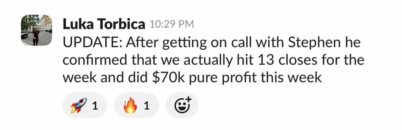 Stephen $70K profit in 1 week screenshot