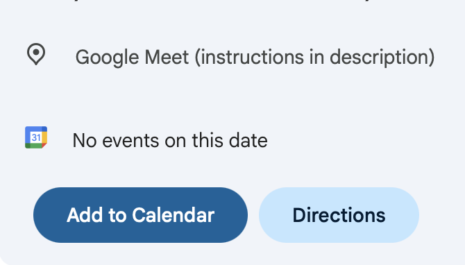 Mobile calendar event with Add to Calendar button