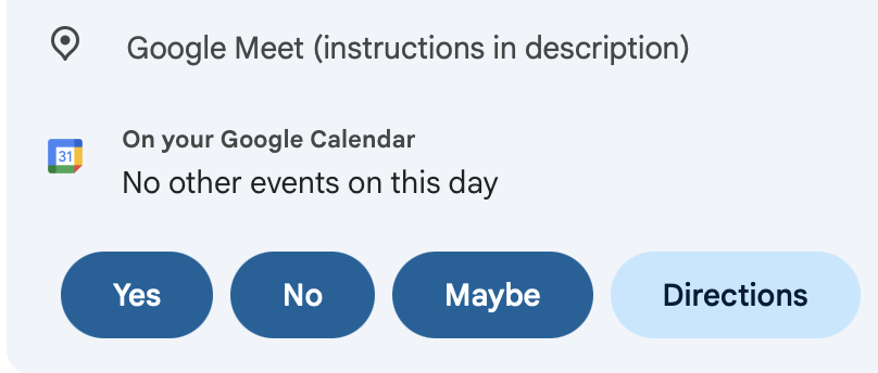 Email invite with Yes, No, Maybe buttons